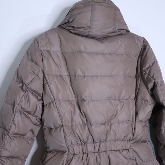MONCLER Flamme Giubbotto Long Down Jacket Taupe Parka Stowable Hood Women's 3/L - Picture 9 of 16